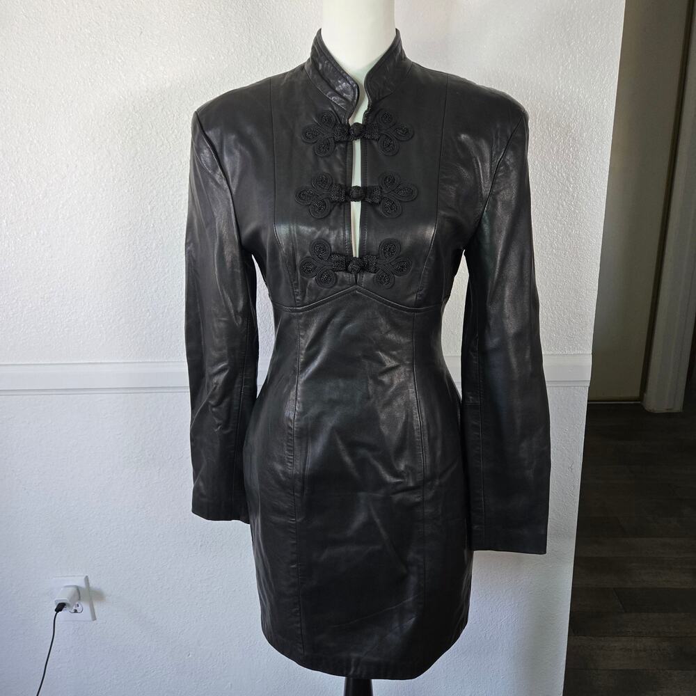 RARE Michael Hoban Leather Fitted Dress Size 8